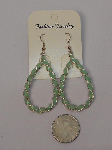 Women Earrings Mint Twisted Teardrop Drop Dangle Silver Tones Hook Fasteners