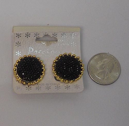 Huggie Earrings Women Black Gold Tones Clip On Fasteners FASHION PRECIOUS JEWELR