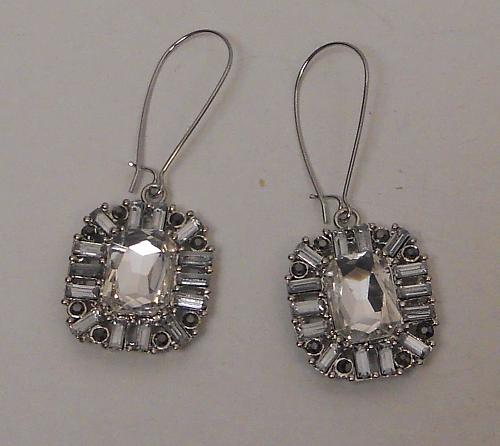 Earrings Drop Dangle Women Fashion Rhinestones Silver Tones Threader CHINA CREAT