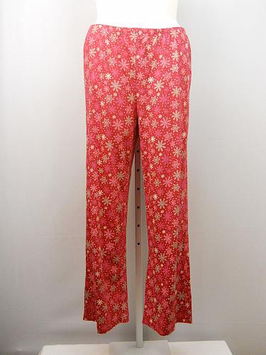 Women Knit Pajama Bottoms SIZE XL Red Print Elastic Waist Straight Legs Unbrande