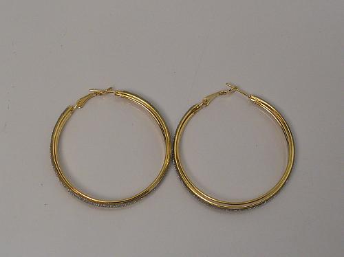 Women Hoop Earrings Fashion Glitter Gold Tones Leverback Fasteners FASHION