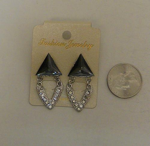 Women Earrings Silver Tones Rhinestones Fashion Drop Dangle FASHION JEWELRY