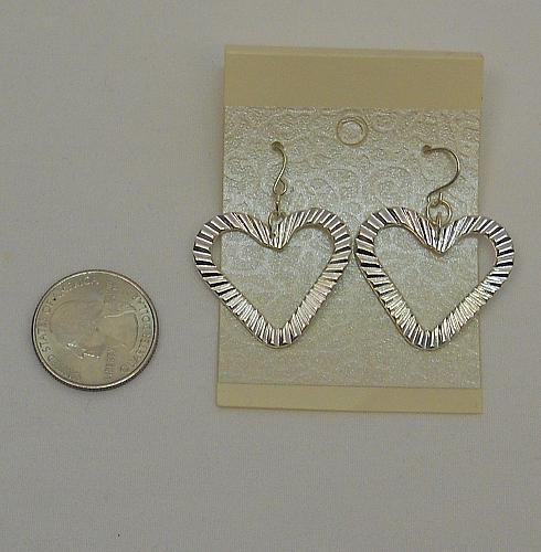 Women Heart Earrings Drop Dangle Silver Tones Hook Fasteners