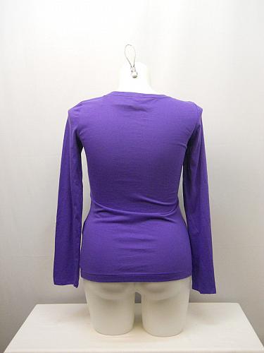 Sleepshirt Knit Top JENNI Women SIZE L Solid Purple Scoop Neck Long Sleeves