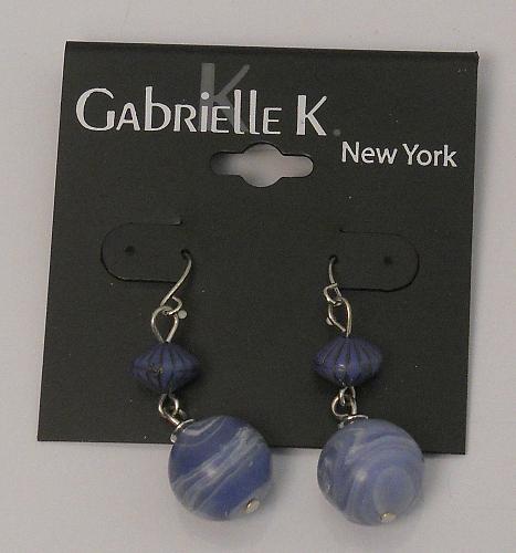 Women Fashion Earrings Drop Dangle Blue Round Beads Hooks GABRIELLE K NEW YORK