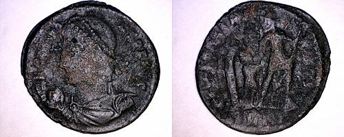 348-50AD Roman Imperial Constans AE22 Emperor Pulling Captive from Hut - Cyzicus