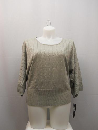 Womens Sweater Size XL Elementz Silver Kimono Sleeves Scoop Neck Thin Acrylic