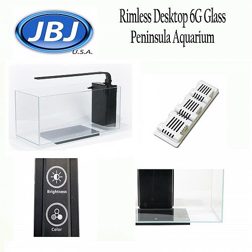 Jbj 6 Gallone Vetro Peninsula Acquario con 7w Lyra Led RL-6-CP senza Montatura
