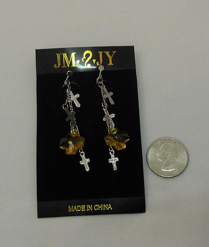 Unisex Gothic Earrings Chains Crosses Drop Dangle Silver Screw Back non-pierced