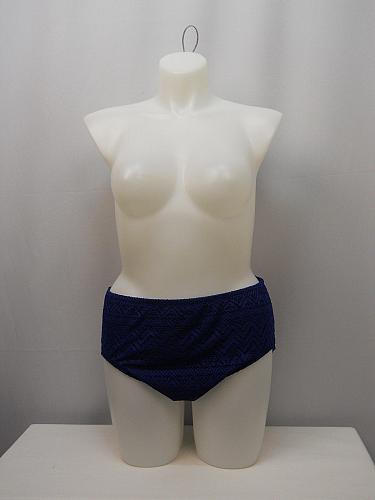 High Waist Bikini Bottoms Womens PLUS SIZE 2X Solid Blue Crochet Detail Lined