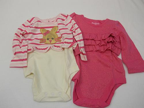 GARANIMALS Infant Girls Pink Onepeice Ruffle Creeper 2 Sets Rabbit Size 3-6M