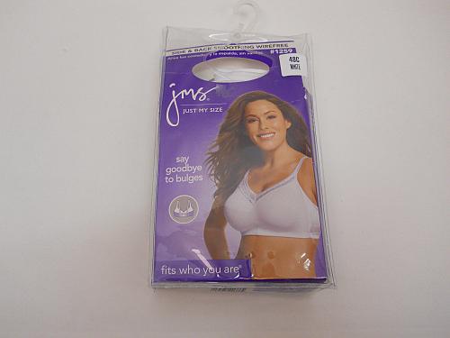 Womens BRA 48C JUST MY SIZE Solid White Wire Free Back Smoothing Full Coverage