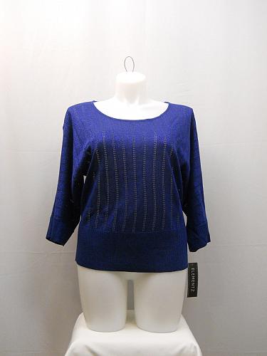 Women Sweater Size XL Elementz Blue Kimono Sleeves Scoop Neck Thin Acrylic