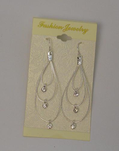 Women Fashion Earrings Drop Dangle Silver Tones Rhinestones Hooks FASHION JEWELR