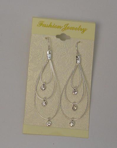 Women Fashion Earrings Drop Dangle Silver Tones Rhinestones Hooks FASHION JEWELR