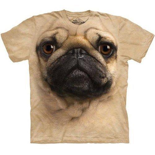 Carlino Faccia Cane T-Shirt Maglietta Pet Animale Marrone Adulto da The Mountain