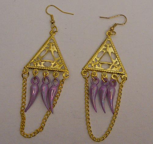 Earrings Women Lilac Beads Fashion Drop Dangle Gold Tones Hook FASHION JEWELRY