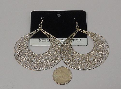 Women Flower Teardrops Earrings Drop Dangle Silver Tones Hook Fasteners FASHION