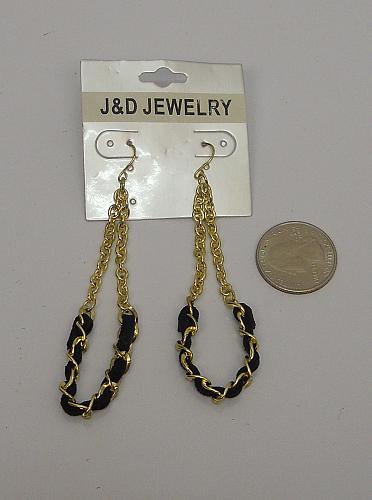 Women Earrings Drop Dangle Chains Gold Tones Hook Fasteners JD JEWELRY