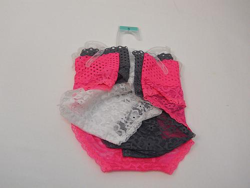 Women 3 Pair Lace Boyshorts Panties SIZE S Wide Waist Assorted Solid Colors