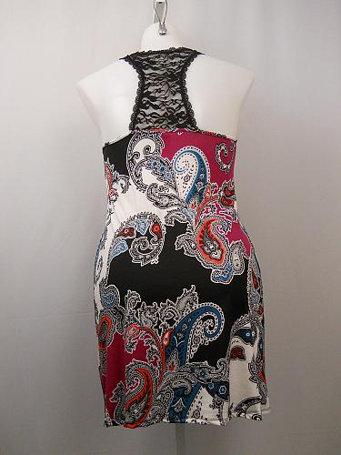 SIZE M Womens Chemise SECRET TREASURES Multi Color Paisley Print Lace Strap