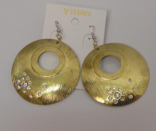 Women Earrings Drop Dangle Fashion Rhinestone Gold Tones Hook Fasteners YIHAO