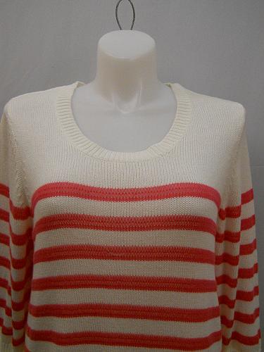 Sweater NY COLLECTION Womens PLUS SIZE 3X Striped Cuffed 3/4 Sleeve Scoop Neck