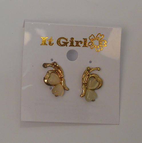 Earrings Women Butterfly Studs Gold Tones Push Back Fasteners IT GIRL JEWELRY