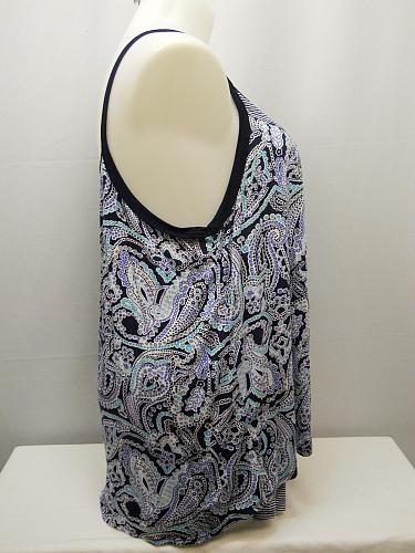 Women 2 Piece Boxer Pajama Set PLUS SIZE 2X Blue Paisley Sleeveless Top Shorts