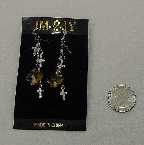 Unisex Gothic Earrings Chains Crosses Drop Dangle Silver Screw Back non-pierced