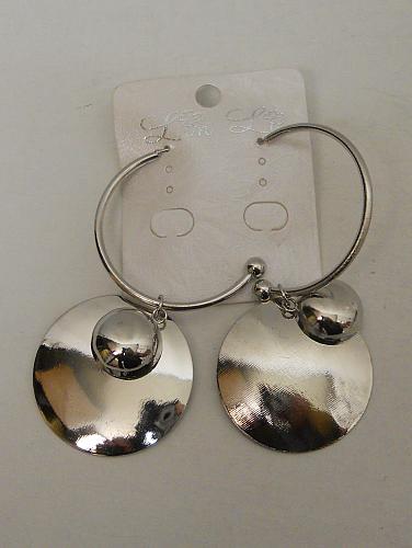 Women Earrings Silver Tones Half Hoop Circles Fashion Drop Dangle Push Backs LIN