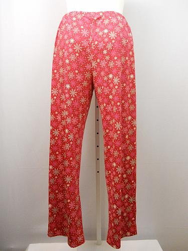 Women Knit Pajama Bottoms SIZE XL Red Print Elastic Waist Straight Legs Unbrande