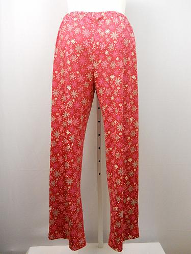 Women Knit Pajama Bottoms SIZE XL Red Print Elastic Waist Straight Legs Unbrande