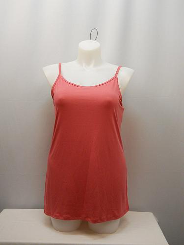 Womens Basic Knit Long Cami Top Solid Rose Dust Scoop Neck PLUS SIZE 1X