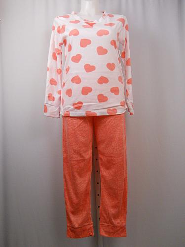 Pajama Set Microfleece Women SIZE L SECRET TREASURES Hearts Long Sleeve Crew Nec