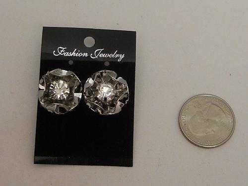 Womens Earrings Fashion Rhinestones Silver Floral Cluster FASHION JEWELRY Push B