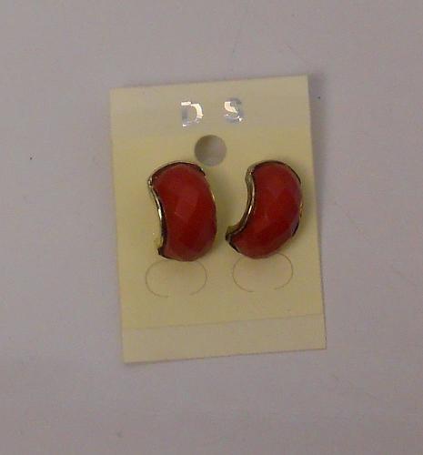 Women Red Huggie Earrings Gold Tones Push Back Fasteners FASHION DS JEWELRY