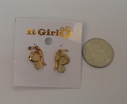 Earrings Women Butterfly Studs Gold Tones Push Back Fasteners IT GIRL JEWELRY
