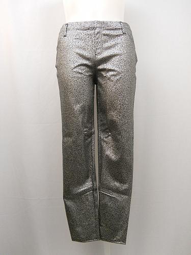 Women Jeggings Coated Size XXL 20 Foil Print Back Pockets Silver Skinny legs