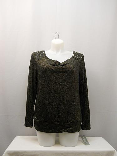 Cowl Neck Sweater Women PLUS SIZE 2X NY COLLECTION Black Embellished Long Sleeve