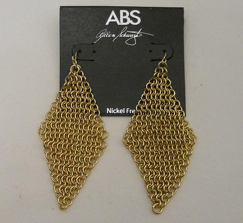 Womens Earrings ABS By Allen Schwartz Metallic Call Of The Wild Mesh MSRP $65