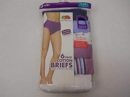 Women Cotton Brief Panties 6 Pack PLUS SIZE 9/2X FRUIT OF THE LOOM Multi Assorte