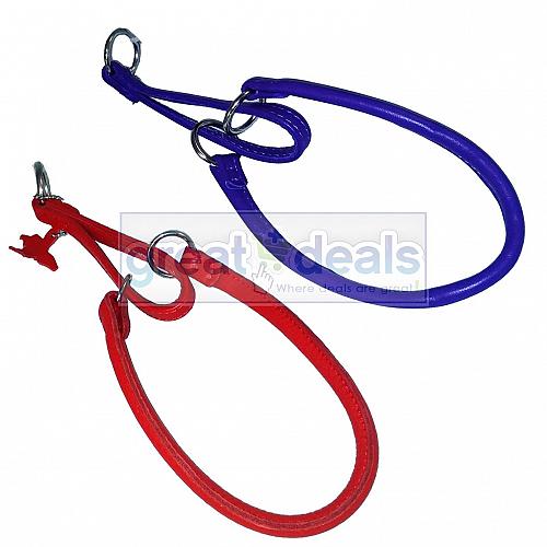 Vera pelle Rotondo Martingala Glamour Cane Collare Soffocamento extra Large XL