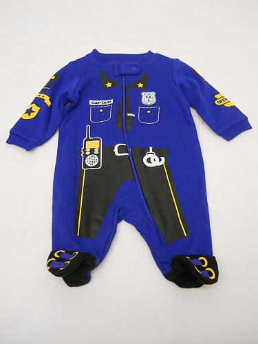 Infant Baby Boy One Piece Play Romper Blue Size Newborn Footed Police