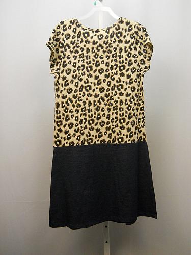 Girls Dress Drop Waist Animal Print Bodice Size XL 14/16 Scoop Neck Short Sleeve