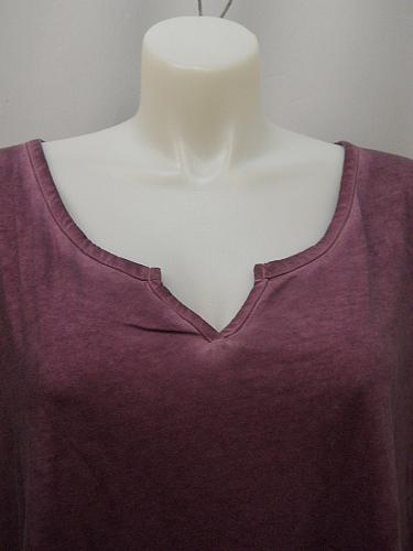 Notch Neck Tee T-Shirt Women PLUS SIZE 2X Solid Purple TERRA & SKY Short Sleeves