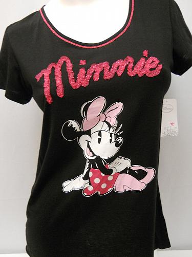 DISNEY Womens Sleepshirt SIZE M Minnie Graphic Black Short Sleeves Scoop Neck