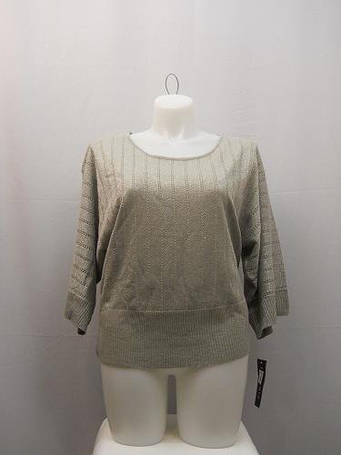 Womens Sweater Size XL Elementz Silver Kimono Sleeves Scoop Neck Thin Acrylic