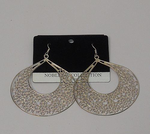 Women Flower Teardrops Earrings Drop Dangle Silver Tones Hook Fasteners FASHION