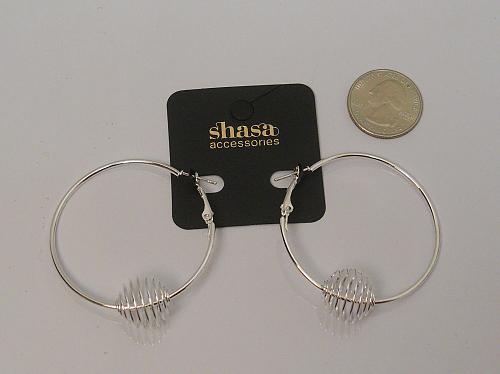 Women Fashion Hoop Earrings Springs Silver Tones Leverbacks SHASA ACCESSORIES